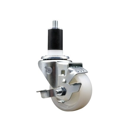 Service Caster 3'' Nylon Swivel 1-1/2'' Expanding Stem Caster with Brake SCC-EX20S314-NYS-TLB-112